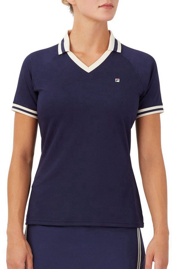 Camisas Polo Fila Mulher Azuis - Fila Heritage Sleeve Portugal Lisboa,PKYR-91865